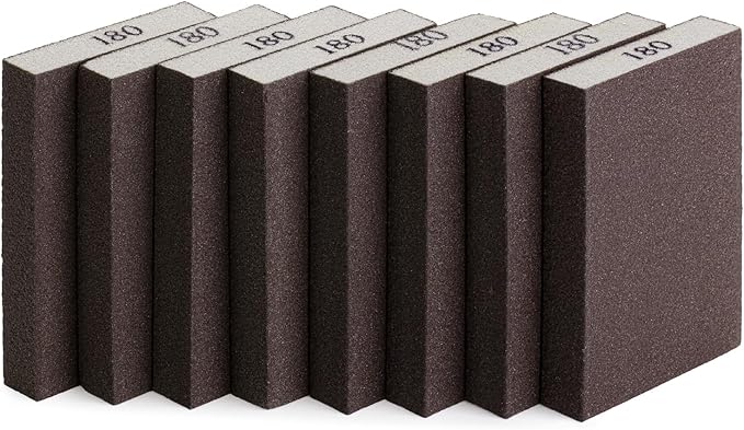 Bates- Sanding Sponge, 8 pcs, 180 Grit, Sandpaper Block, Sanding Blocks for Wood, Drywall Sanding Block, Drywall Sanding Sponge for Wood, 180 Grit Sanding Blocks Drywall, Sandpaper for Drywall Sponge
