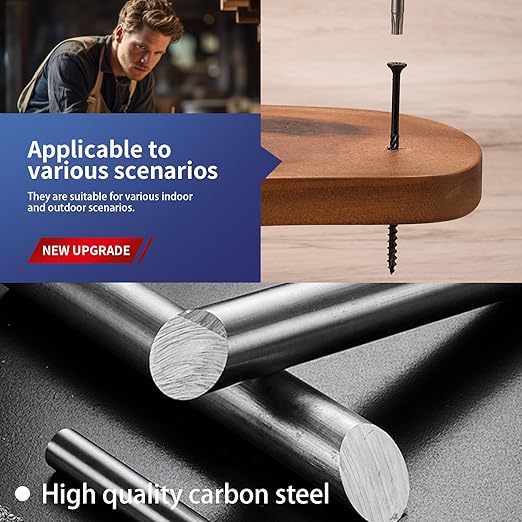 #10 x 5 Inch Deck Screws (36Pcs) 1lb. Carbon Steel, Black, Flat Head, Rust Resistant epoxy Coated, with T25 Star Bit
