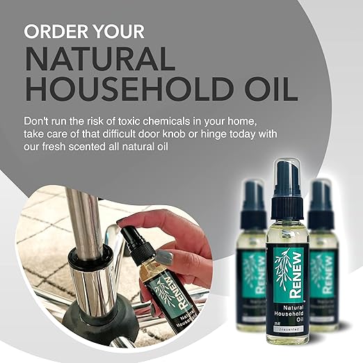 H흲MPURE짰 Renew Natural Household Oil Unscented - Eco-Conscious All-Purpose Lubricant Spray for Doors, Hinges & Locks - Natural Penetrating Oil for Smooth, Long-Lasting Lubrication