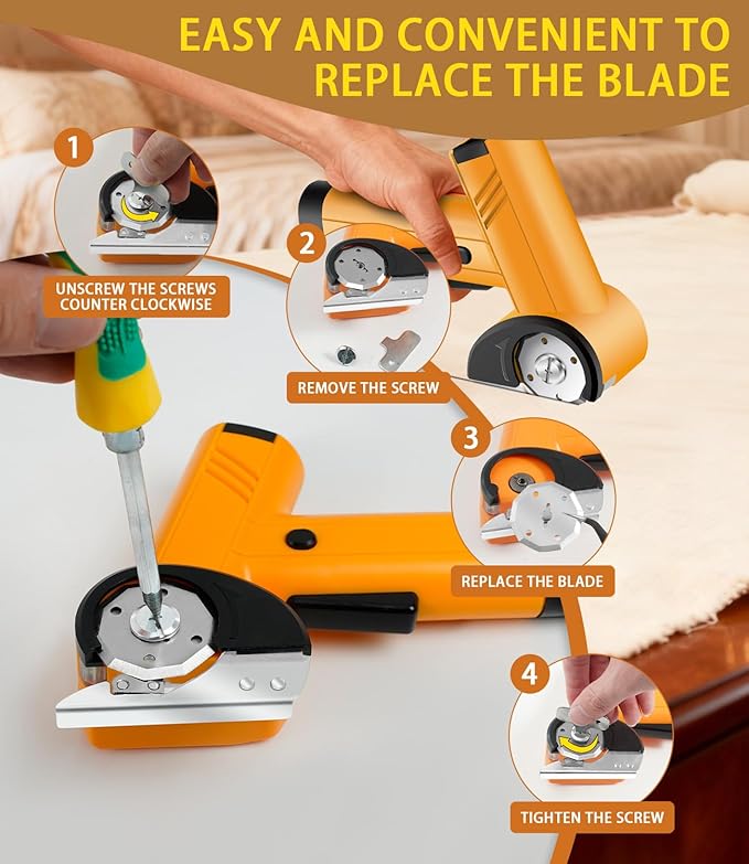 Cordless Electric Scissors 4-speed Adjustable with LED Smart Display, 4V Rechargeable Cardboard Cutter with Storage Box & 2 Blades, Electric box cutter for Cardboard Fabric Plastic Leather