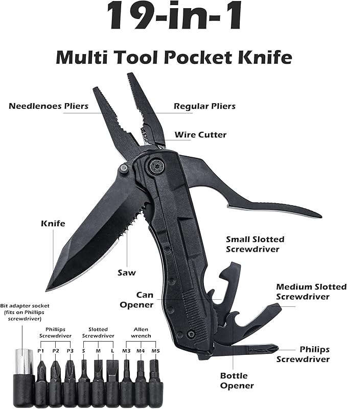RUSH DEER Multi-Tool 19-in-1 Essential Survival Tools and Multitools Plier- Gift for Men-Versatile Camping Tool Kit-ultimate versatile toolkit For DIY, Outdoor