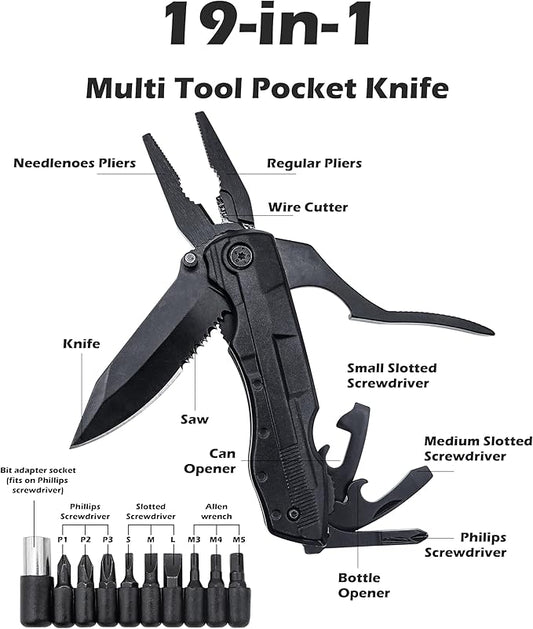 RUSH DEER Multi-Tool 19-in-1 Essential Survival Tools and Multitools Plier- Gift for Men-Versatile Camping Tool Kit-ultimate versatile toolkit For DIY, Outdoor