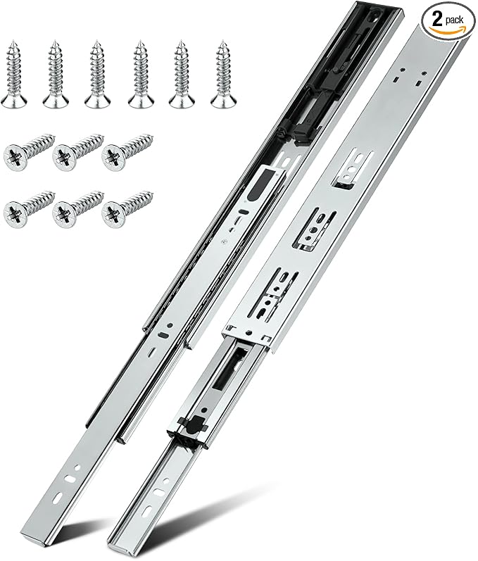 2 Pairs | Soft Close Drawer Slides 22 inch, HBL??Heavy Duty Cabinet Drawer Slides Replacement - Ball Bearing Full Extension, 200 LB Capacity, Made of Cold-Rolled Steel, Rust-Resistant & Long-Lasting.