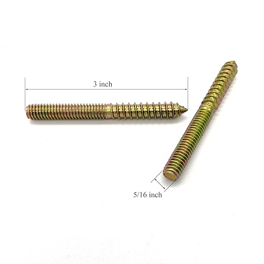 12 Pack 5/16-18 x 3 Inch Hanger Bolts 5/16-18" Double Headed Bolts 5/16 Wood Dowel Screw Self-Tapping Screw Hanger Bolts for Furniture Double Head Threaded Rods Bolt 75mm Length