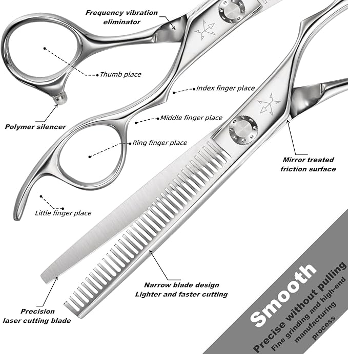 High-end Professional Hair Thinning Scissors Hair Cutting Teeth Shears Barber Hairdressing Texturizing Scissor Extremely Very Sharp 6.25 Inch Stainless Steel Alloy For Men,Women,Salon & Home