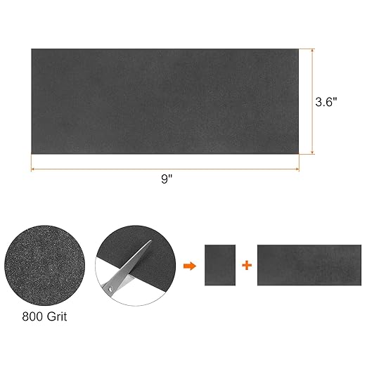 HARFINGTON 50pcs Sandpaper 800 Grit 9 x 3.6 Inch Waterproof Backing Silicon Carbide Abrasive Wet Dry Sanding Sheets for Wood Finishing, Metal Sanding, Automotive Polishing