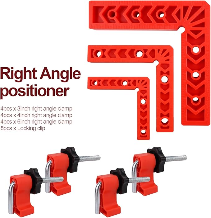Versatile 90 Degree Clamp Set ??Essential Woodworking Tools for Pictures Frames, Cabinets, and Boxes (3" 4" 6") with Clamps for Woodworking