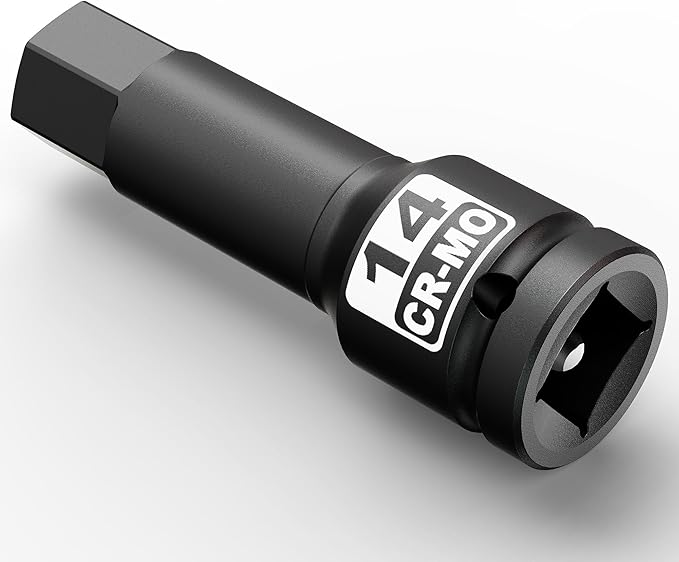 1/2" Drive 14 mm Hex Impact Bit Socket, H14 Allen Bit Socket, Metric, Cr-Mo Steel, Automotive Repair Industrial Maintenance and DIY Enthusiasts Alike