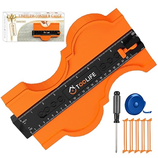 TOOLIFE Contour Gauge Profile Tool Unlimited Connection 10 inch, Christmas Gifts for Him Dad, Super Gauge Shape and Outline Tool, Gift for Men Stocking Stuffer, Shape Outline Edge Angle Measuring