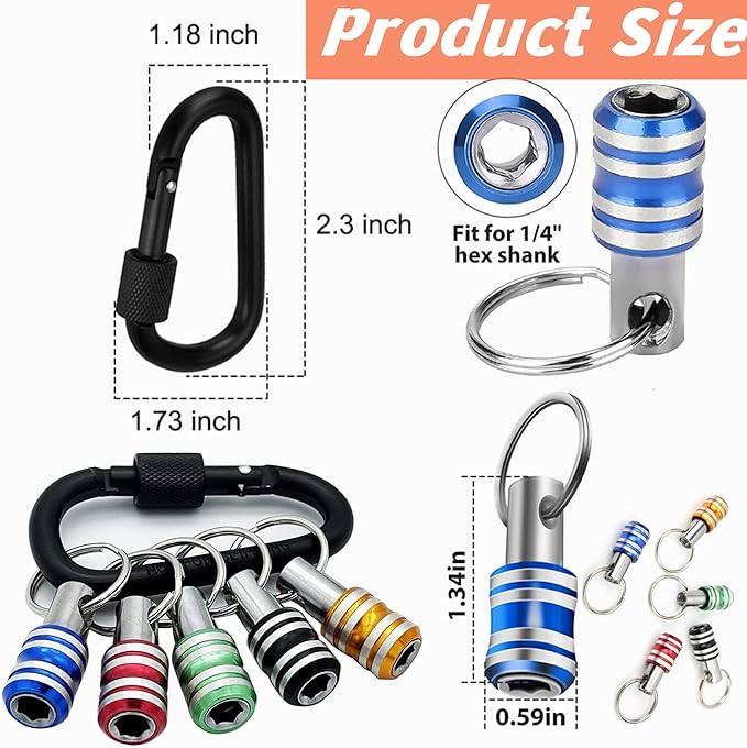 Bit Holder 1/4 inch Hex Shank Screwdriver Bits Holder Extension Bar Keychain Screw Adapter Drill Change Hand-held Screwdrivers Drill Bits Holder Portable (5PCS)