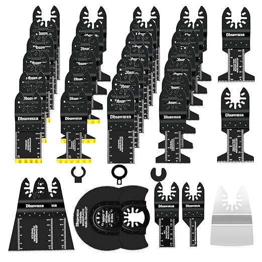 35PCS Multitool Blades Metal Cuts, Quick Release Oscillating Tool Blades for Metal Wood Nails Drywall Cutting, DIY and Pro Saw Blades Set Compatible with Dewalt Milwaukee Ryobi Dremel