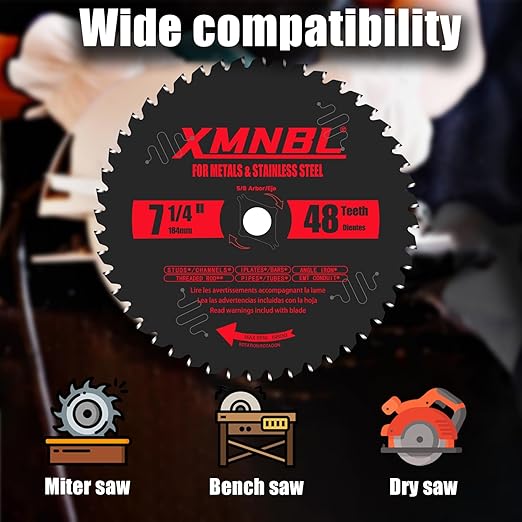 7 1/4 Inch Metal and Stainless Steel Cutting Circular Saw Blade,Replacement for Steel Demon D0748CF 7 1/4 Metal Cut Saw Blade,2 Pack