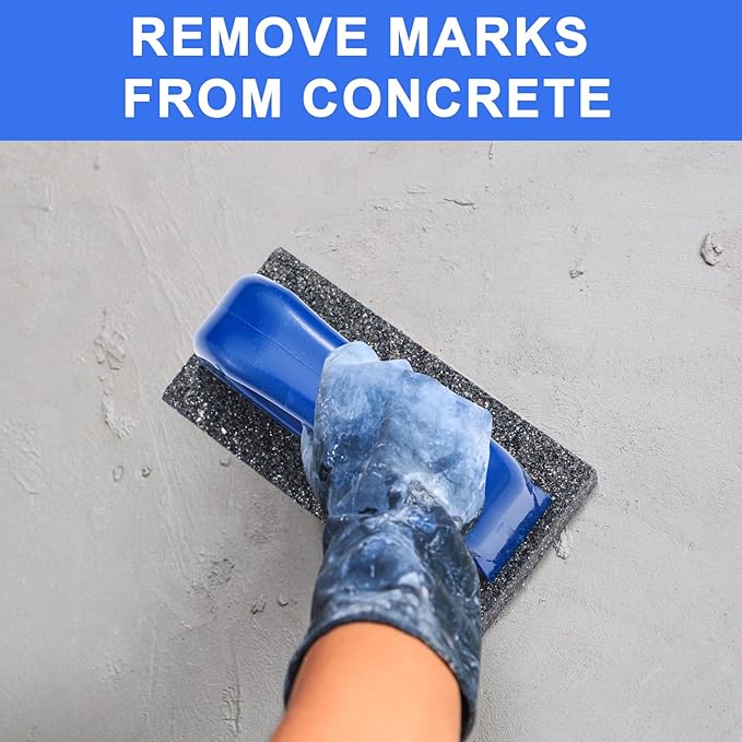 Wenqik 4 Pcs Rub Brick with Handle Concrete 20 Grit Masonry Tools Smoothing Cleaning Removing Marks Tool (Blue)