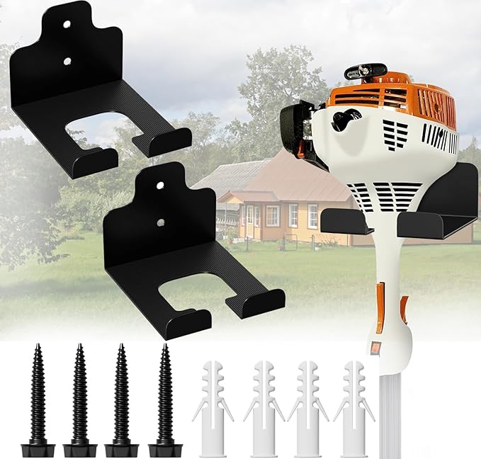 2 PCS Garage Organizer Trimmer Rack, Wall Mounted Tool Hanger for Grass Trimmer, Hedge Trimmer, Weed Whackers & Garden Tools ??Heavy Duty, Space-Saving, Anti-Rust Storage Rack for Garage & Home