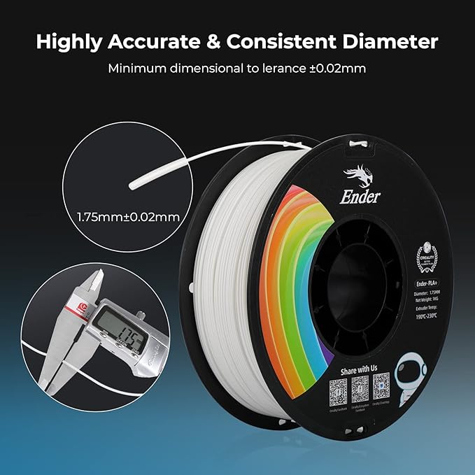 Creality PLA Plus Filament 1.75mm, Upgrade PLA+ Filament Strong Toughness No-Tangling Vacuum Packaging 3D Printing Filament Fit Most FDM 3D Printers, 1kg Spool, Accuracy +/- 0.02mm, Green