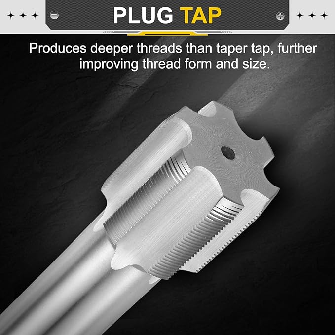 uxcell Hand Plug Tap M45 x 1.5 H2 Metric Thread Plug Style Taps Straight Flute Screw Tapping Threading Tool High Speed Steel HSS6542