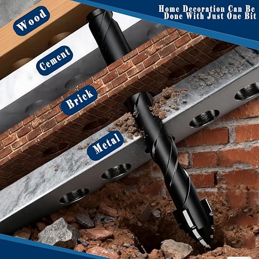 10pc Black Serrated Eccentric Masonry Drill Bit, Serrated Concrete Drill Bit Set for Ceramic Tile Brick Glass Plastic Marble and Wood (3/16??to 1/2??.