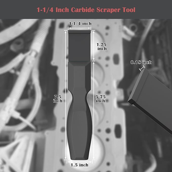 Carbide Scraper, Super Carbide Gasket Scraper for Metal and Automotive, 1-1/4 Inch Carbide Scraper Set (Grey 1-Piece)