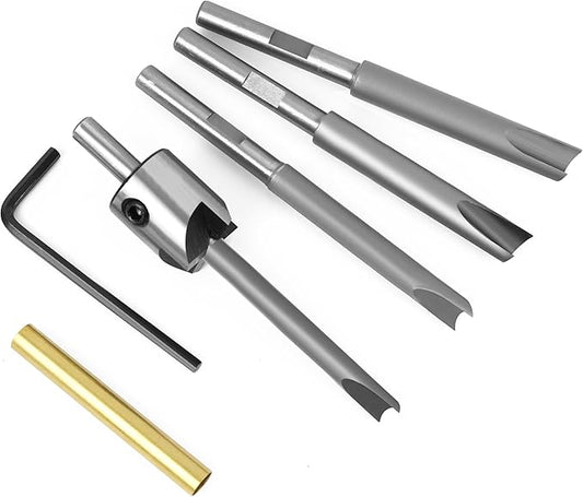 BMWOOD 7 Piece Pencil Trimmer Kit Pencil Trimmer System Milling Cutter Set 7mm 8mm 3/8 Inch 10mm Cutter Shaft 3/4" M2 Steel Cutting Head Socket Adapter Hex Wrench for Woodworking Pen Kit Preparation.