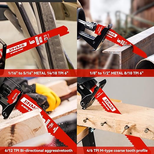 6 Piece Reciprocating Saw Blade Set - for Nail-Embedded Wood and Metal Cutting/Demolition Applications - Variety of TPI, 6 and 9 Inch Lengths - Compatible with Diablo Bi-Metal Blades DS006S