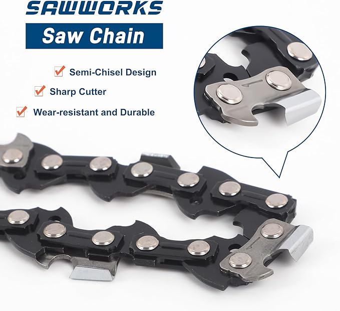 3-Pack 10 Inch Pole Saw Chain, 1/4" Pitch .043" Gauge 56 Drive Links Fits 71PMM3-56 Stihl MSA120 C-B, MSA160 C-B, MSA200 C-B, 3670-005-0056, EGO PS1000, PSX2510 and More