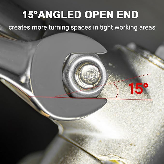 MAXPOWER 5/8 Inch Combination Wrench Set, Professional Open and Box End Spanners with Mirror Finish, Made with Forged and Heat-Treated Cr-V Steel, 12-Point Design