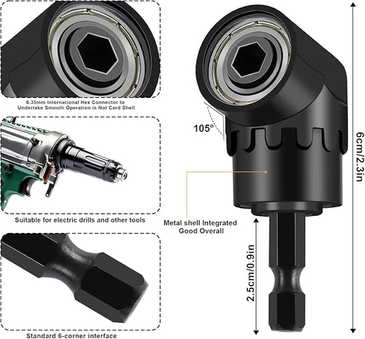 17 Pcs Flexible Drill Bit Extension, Include 2 Pcs Hex Shank 105째 Right Angle Drill Attachment 3Pcs Drill Bit Holder 10 Short Screwdriver Bits 90째 Angled Bits and Bendable Drill Bit Extension