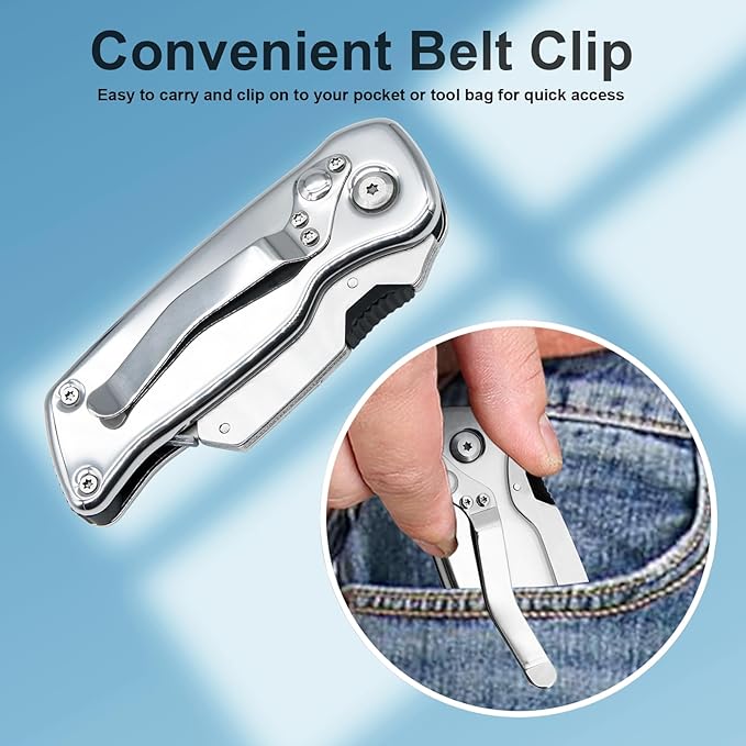 Vickay Box Cutter, Utility Knife with Clip, Stainless Steel Body Handle, Quick-change Blade and Safety Axis Lock, Razor Knife, Cardboard Cutter with Extra 5PC SK5 Blades (Blue)