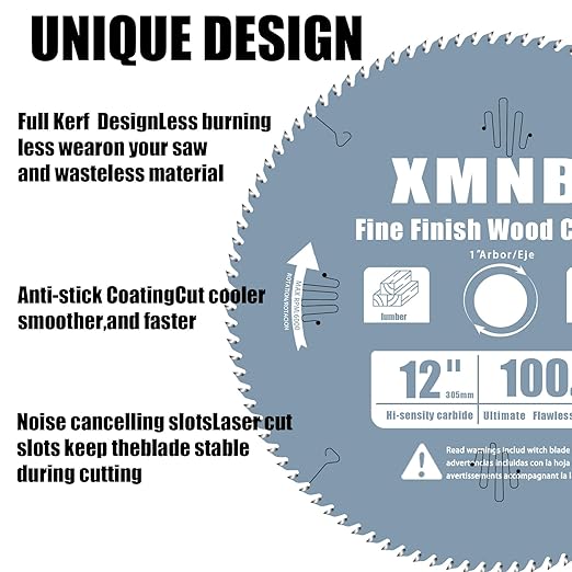 12 Inch Miter Cutting Saw Blades 100 Tooth,Compatible with DEWALT 12 Inch Miter Saw,Replace for Diablo D12100X Fine Finish Ultra Sharp Carbide Blade,Wood Fine Finish Cutting 1" Arbor Longer Life 5X