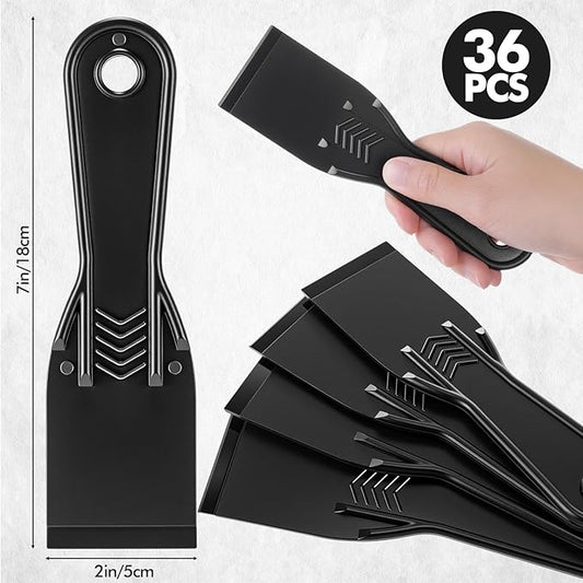 36 Pcs Plastic Putty Knife 2 Inch Black Flexible Putty Knife Scrapers Tool Knives for Repairing Walls Pasting Painting Plaster Taping Repairing Drywall