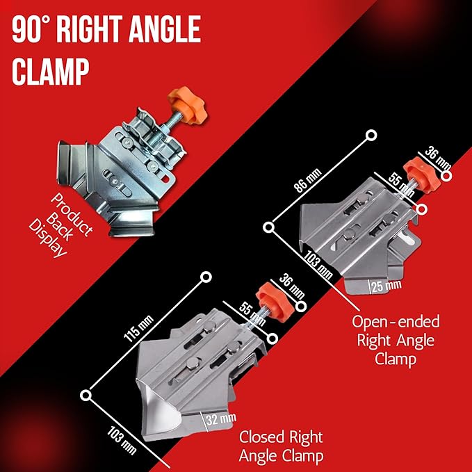 4Pcs Corner Clamps for Woodworking, 90째 Stainless Steel Clamp Woodworking, with Adjustable Swing Jaw, for Processing Wood/Metal