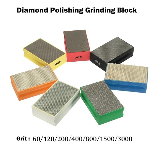 1pcs Grit 400 Sanding Blocks Polishing Grinding Block Diamond Polishing Hand Pads Block for Granite Marble Glass Grinding, Random Color