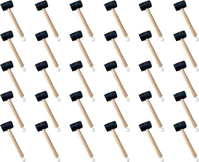 Sandbaggy Rubber Mallet | 20 oz Industrial Grade | For Applications Like Construction & Landscaping | Made of Solid Oak | Comfortable for All Day Use | Includes Tent Peg Remover (Pack of 30, Black)