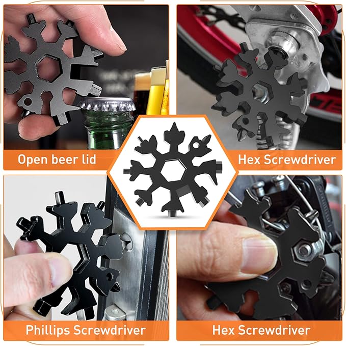 Dusor Gifts for Men Him Dad Husband, 18-in-1 Snowflake Multitool, Stocking Stuffers for Adults, Mens Gifts for Christmas, Gift for Dad Who Want Nothing, White Elephant Gift for Adults, Tools for Men