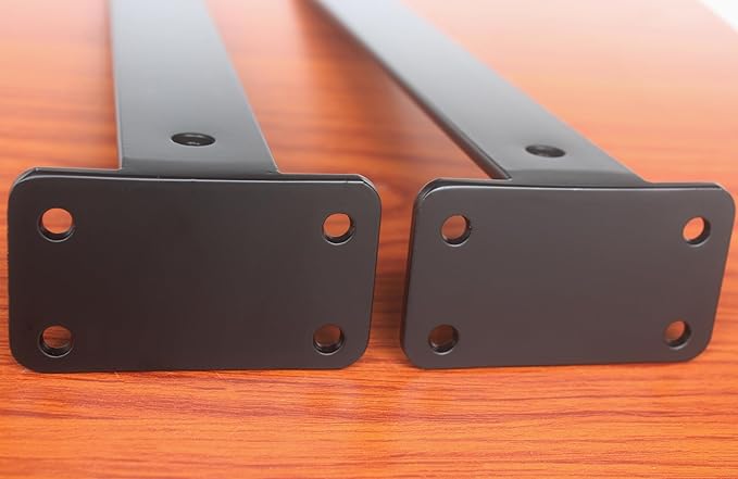 8 Pack - 18 inch Black Hidden L Shelf Bracket (1/5 Inch Thicked) Iron Floating Shelf Brackets Rustic Industrial Metal Brackets for Shelf Support