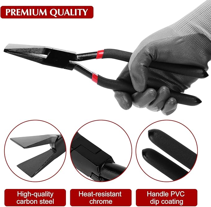 EMENTOL 3-Piece Hand Seamer Sheet Metal Tools, Sheet Metal Bending Pliers Set Straight, 45째 & 90째 Bending Tool for Roofers, Plumbers
