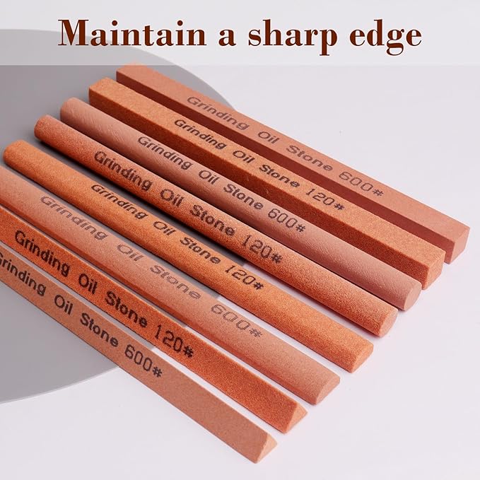 Sharpening Stone Set,8pcs 120#,600# Sanding Sticks Knife Whetstone White Corundum Oil Stone for Knife,Most Bladed&Cutting Tool (5.91x0.39 inch-Multi)