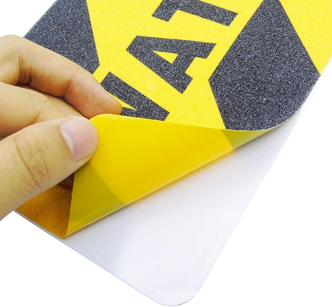 5 Pieces Watch Your Step Warning Sticker Adhesive Tape Anti Slip Abrasive Tape for Workplace Safety Wet Floor Caution, 6 by 24 Inches (Black and Yellow)