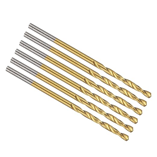PATIKIL 1mm Drill Bit, M42 8% Cobalt High-Speed Steel Jobber Straight Shank 135° Titanium Nitride (TiN) Coated for Hard Metal Stainless Steel - 6 Pack