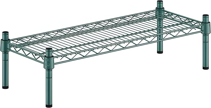 12" x 30" x 8" Green Epoxy Wire Storage Shelf, Dunnage Rack, Commercial 1 Tier Small Shelf