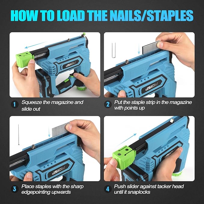 18 Gauge 2 in 1 Cordless Nail Gun/Stapler, 20V Battery Powered Brad Nailer/Stapler with Battery, Charger, Storage Bag, 1000 Staples and Nails for Carpentry & DIY(Blue)