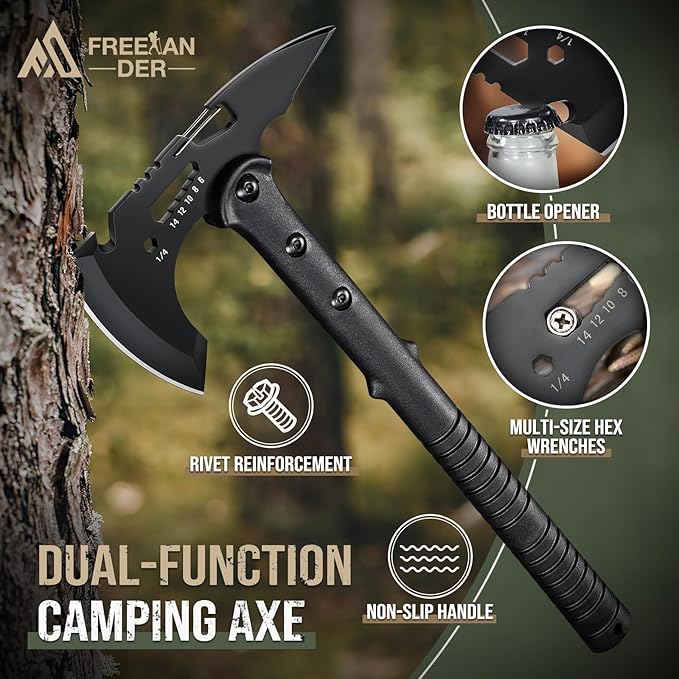 Freelander Hatchet, Sharp Outdoor Axe, Portable Camping Axe with Clip and Sheath, Durable Hatchet for Camping, Hiking, and Outdoor Use with Comfortable Handle, for Men Women