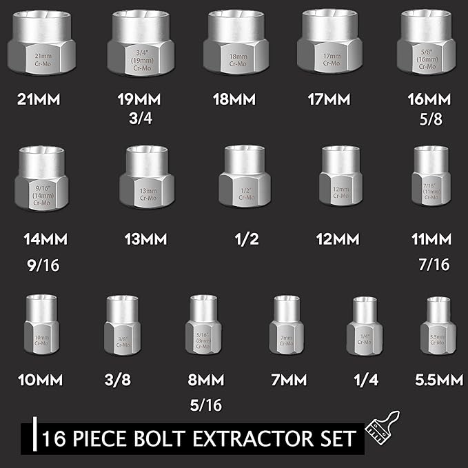 REXBETI 41-Piece Bolt Extractor Screw Extractor Set and Stripped Screw Remover, Case with 16-Piece Bolt Extractor, 10-Piece HSS Drill Bit, 10-Piece Spiral Screw Extractor and 4 Piece Adapter