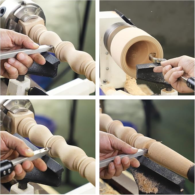 Carbide Tip Wood Lathe Turning Tool set With Bowl sander, Lathe Roughing and Finishing Hollowing Tool Interchangeable Aluminum Alloy Handle with 4pcs Carbide Inserts For Woodturning