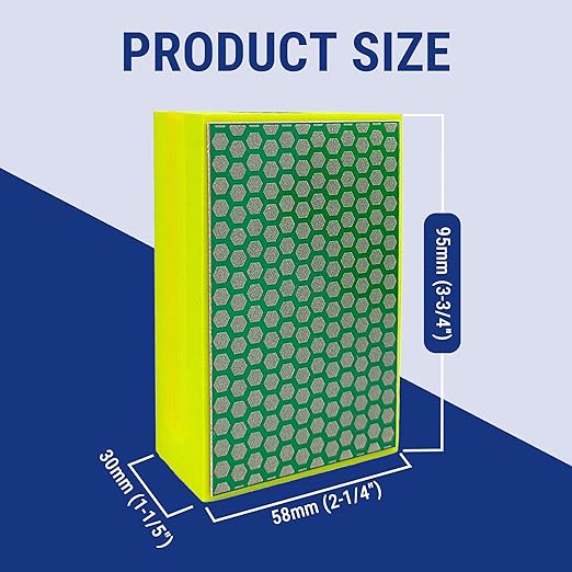 Diamond Hand Polishing Pad Diamond Sanding Block Foam Backed Diamond Sponge Sanding Pads for Wet or Dry Grinding polishing for Granite Marble Stone Tile Glass Ceramic (4, 400# Hexagon)