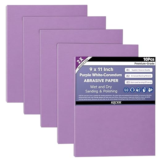 Premium White Corundum 2500 Grit Sandpaper, 9 x 11 Inch Wet Dry Abrasive Sheets for Wood Metal Automotive Fine Sanding and Polishing 10Sheets