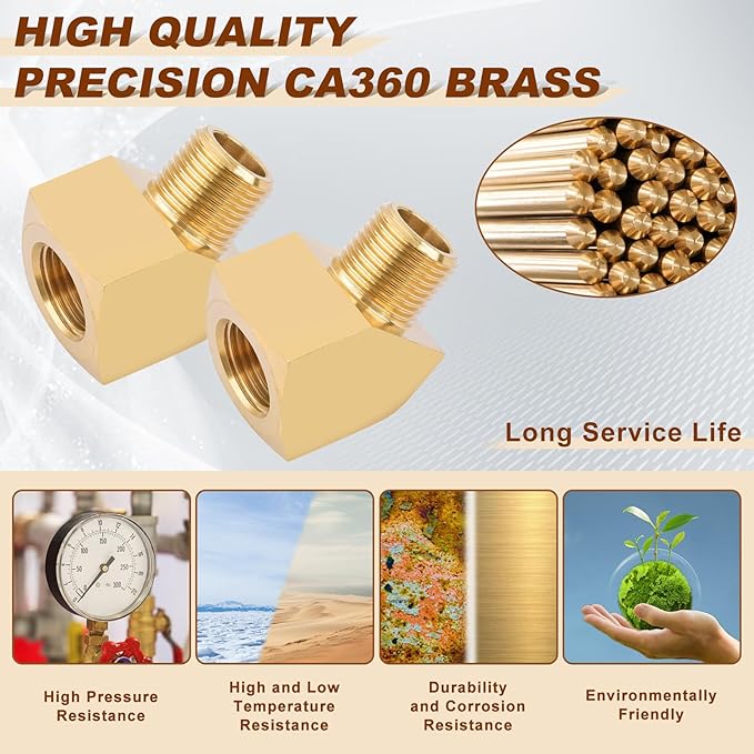 5pcs 1/4??Brass Fittings 45 Degree Barstock Street Elbow 1/4" NPT Male Pipe to 1/4" NPT Female Pipe 1/4 NPT Elbow Forged Brass Pipe Fittings