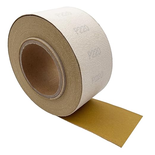 220 Grit Hook and Loop Sandpaper Roll, 2-3/4" X 20 Yard Aluminium Oxide Hook-and-Loop Backed Sand Paper Emery Cloth for Wood Furniture Finishing Metal Sanding Polishing and Woodworking