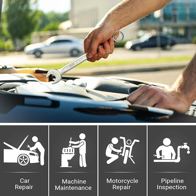 Jetech 25mm Combination Wrench, Industrial Grade Cr-V Steel Spanners with Precise 12 Point Opening, Off-Corners Design