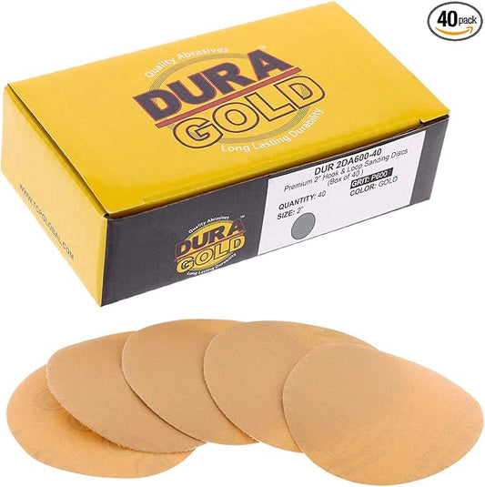 Dura-Gold Premium 2" Gold Hook & Loop Sanding Discs - 600 Grit (Box of 30) - High-Performance Extra Coarse Cut Abrasive Sandpaper Discs - for DA Sanders Drill, Sand Automotive Paint, Woodworking Wood